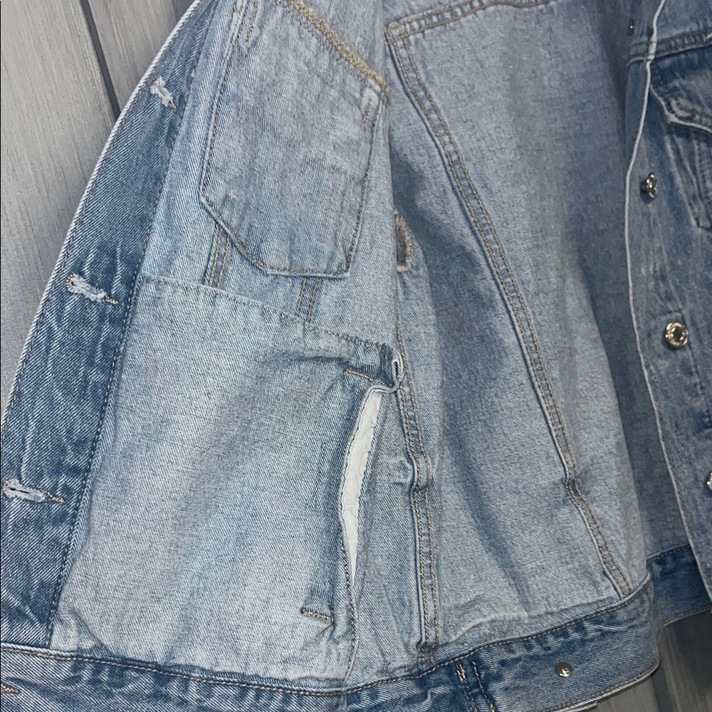 VERVET Sz Small Women's Boyfriend Fit Denim Jacket 100% Cotton #preppy #boho - Picture 5 of 8